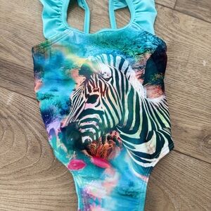 NWOT (girls) Vibrant Zebra Print Swimsuit